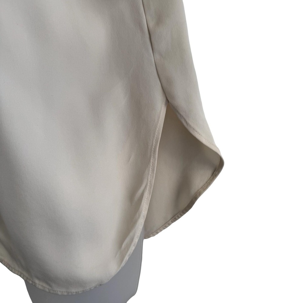 Theory Blouse Womens Small White 100% Silk Classic GGT Split Neck Short Sleeve - Picture 7 of 16